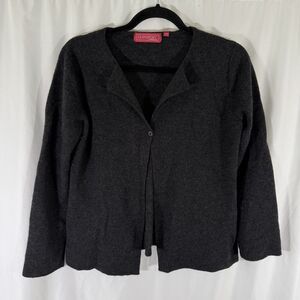 Glensport Collection Sweater Large Grey 100% Wool Single Button Long Sleeve